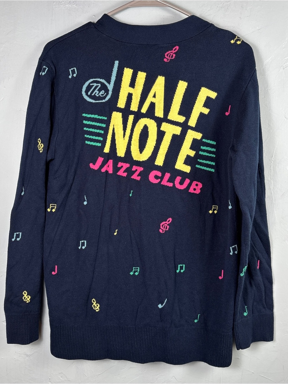 Disney Pixar m Soul Half Note Jazz Club Cardigan, Navy Music Notes Knit Sweater
